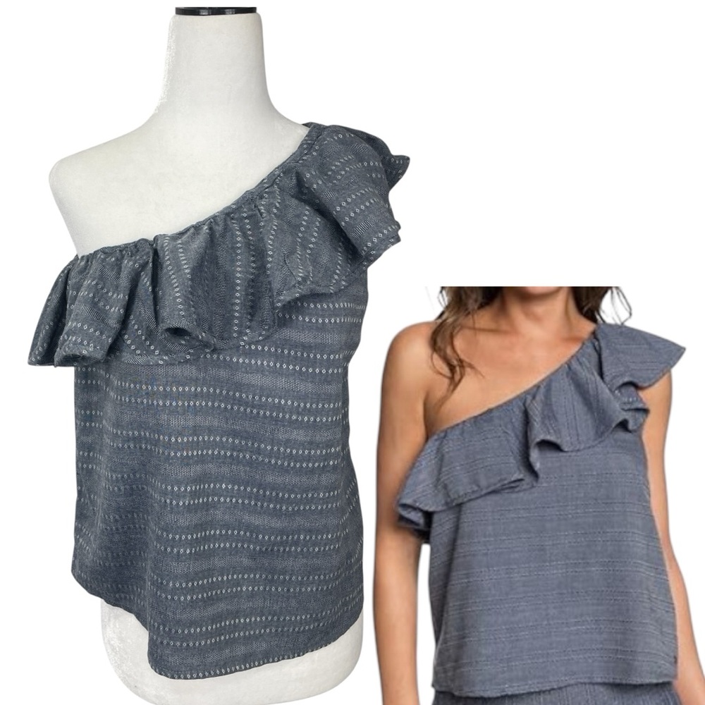 Roxy Womens Alcove Moment One Shoulder Ruffle Top Size M (8) NWT